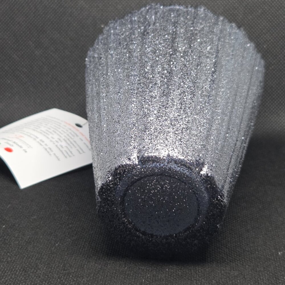 Murano Glass Hand Made in Italy Asymmetrical Vase - Grey Glitter - Picture 3 of 7